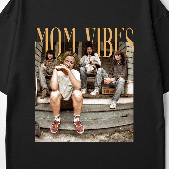 Tops - Cool Mom Vibes Shirt – Funny TV Mom Graphic Tee Black Short Sleeve Cotton